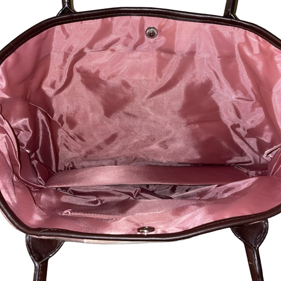 SIGRID OLSEN Pastel Neutral Print Canvas Brown Leather Shoulder Tote Bag - Picture 6 of 8